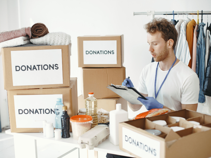 Volunteer maintaining nonprofit finance and donation records