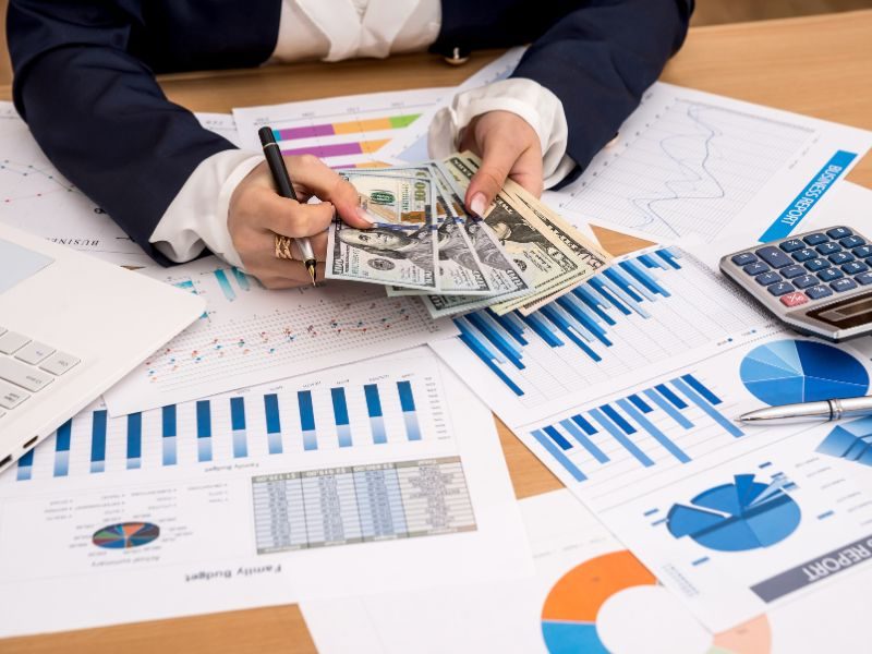 Accountant examining company revenue