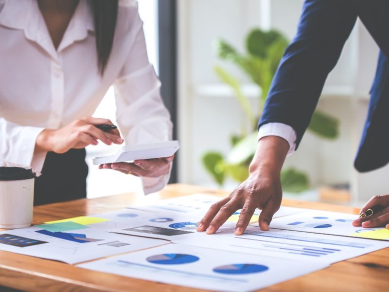 Team analyzing business financials