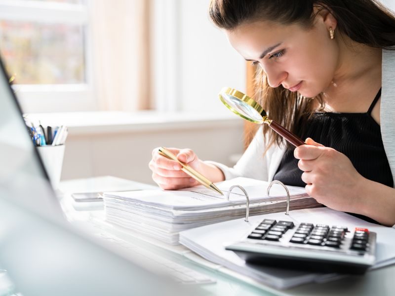 Entrepreneur examining documents